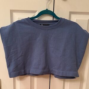 Zara Blue Cropped Sweatshirt